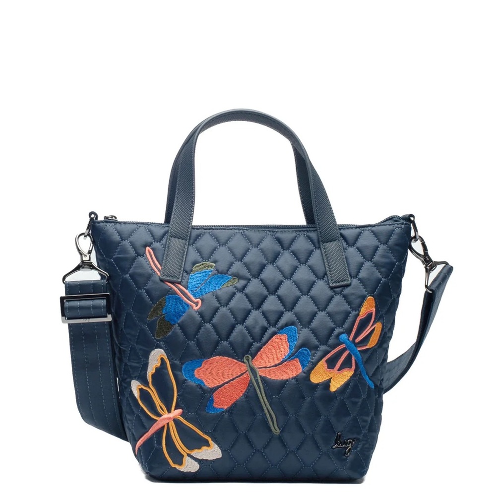 Lug Sprinkler Crossbody Bag Metallic Silver Patriotic Embroidery NWT - Picture 12 of 16